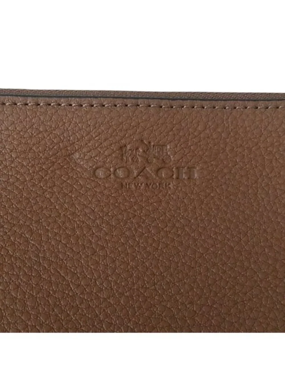 Coach F66505 Pebble Leather Double Corner Zip Wristlet, IM/Saddle